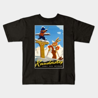 Kandersteg,Switzerland,Ski Poster Kids T-Shirt